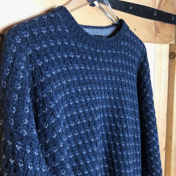 Vintage Sweaters - vintage chunky blue grandpa sweater